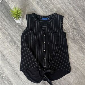 Apt. 9 Black Pinstripe Sleeveless Blouse